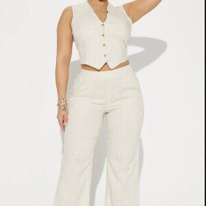 Taupe Linen Pants and vest set XL NWT